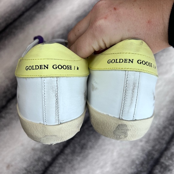 Golden Goose Superstar Classic Leather Glitter Star White Pink Yellow Sneakers - Picture 8 of 16